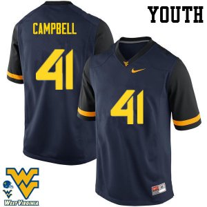 Youth West Virginia Mountaineers NCAA #41 Jonah Campbell Navy Authentic Nike Stitched College Football Jersey MC15C07ET